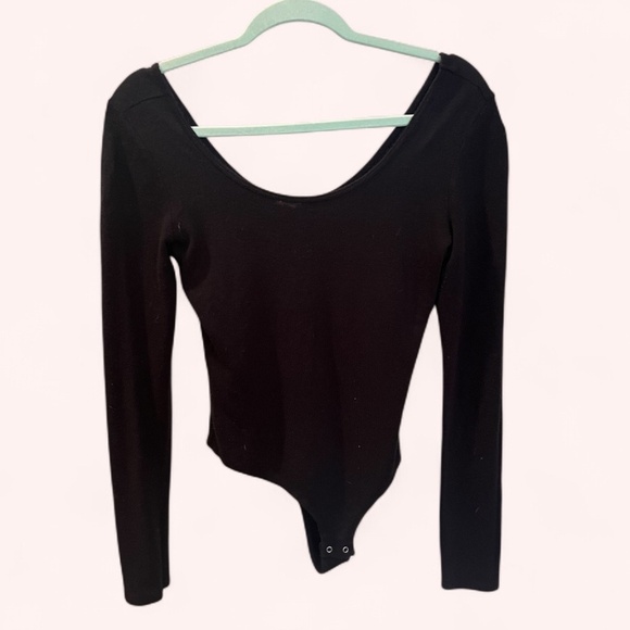 Garage Semi Sheer Stretchy Basic Long Sleeve Affordable Black Bodysuit  Size M - Picture 2 of 6